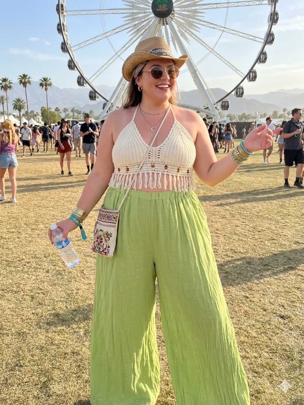 Light Green Crinkle pants 5X